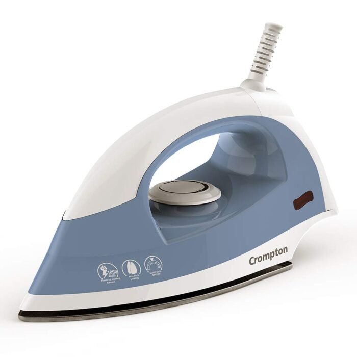 Crompton Brio 1000-Watts Dry Iron with Weilburger Coating (Sky Blue and White) - Image 1