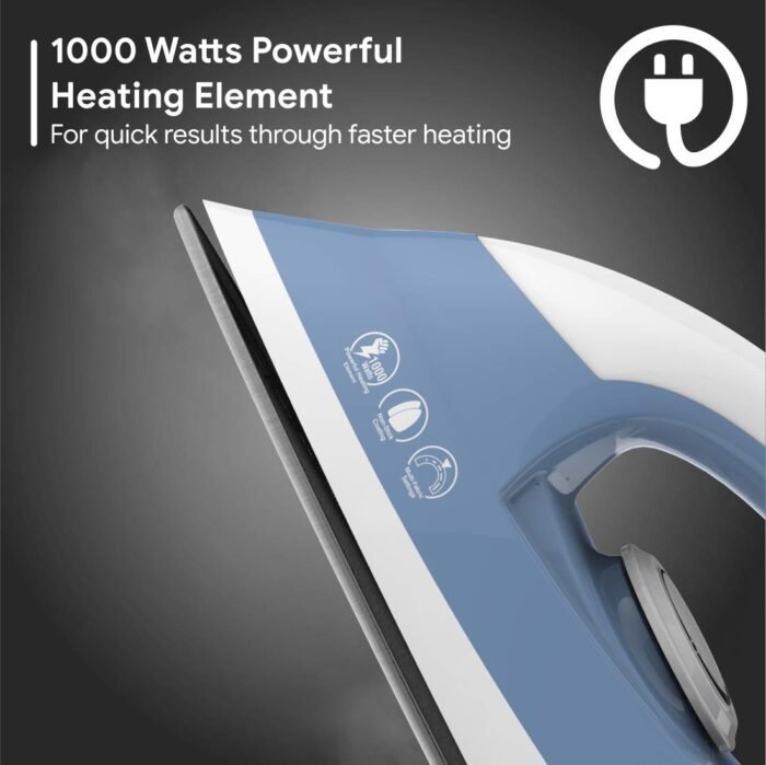 Crompton Brio 1000-Watts Dry Iron with Weilburger Coating (Sky Blue and White) - Image 3